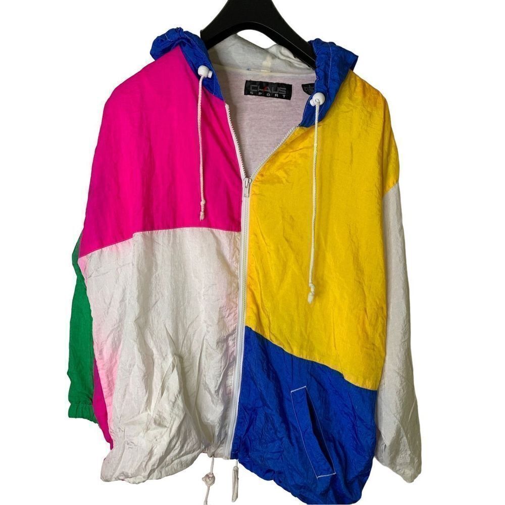 Vintage 80s 90s full zip windbreaker Chaus Sport multicolored mens' size large